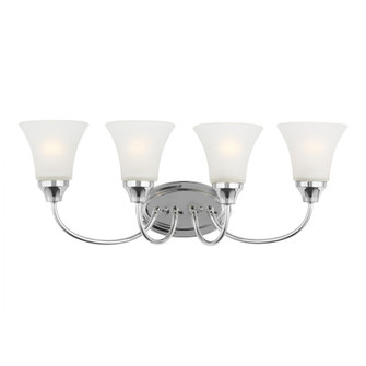 Holman traditional 4-light indoor dimmable bath vanity wall sconce in chrome silver finish with sati (38|44808-05)