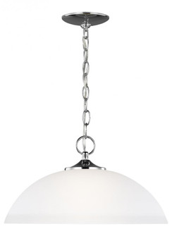 Geary transitional 1-light LED indoor dimmable ceiling hanging single pendant light in chrome silver (38|6516501EN3-05)