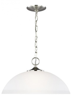 Geary transitional 1-light LED indoor dimmable ceiling hanging single pendant light in brushed nicke (38|6516501EN3-962)