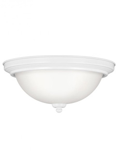 Geary transitional 2-light LED indoor dimmable ceiling flush mount fixture in white finish with sati (38|77064EN3-15)