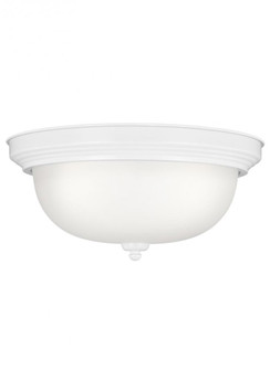 Geary transitional 3-light LED indoor dimmable ceiling flush mount fixture in white finish with sati (38|77065EN3-15)