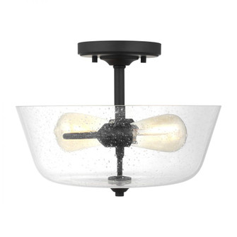 Belton transitional 2-light indoor dimmable ceiling semi-flush mount in midnight black finish with c (38|7714502-112)