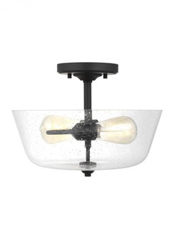 Belton transitional 2-light indoor dimmable ceiling semi-flush mount in midnight black finish with c (38|7714502-112)