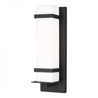 Alban modern 1-light LED outdoor exterior small square wall lantern sconce in black finish with etch (38|8520701EN3-12)