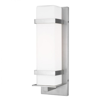 Alban modern 1-light outdoor exterior medium square wall lantern in satin aluminum silver finish wit (38|8620701-04)