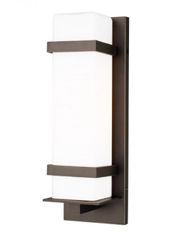 Alban modern 1-light outdoor exterior medium square wall lantern in antique bronze finish with etche (38|8620701-71)