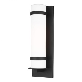 Alban modern 1-light LED outdoor exterior large round wall lantern sconce in black finish with etche (38|8718301EN3-12)