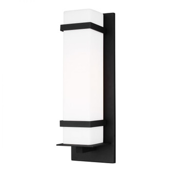 Alban modern 1-light outdoor exterior large square wall lantern in black finish with etched opal gla (38|8720701-12)
