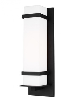 Alban modern 1-light LED outdoor exterior large square wall lantern sconce in black finish with etch (38|8720701EN3-12)
