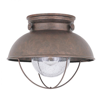 Sebring transitional 1-light LED outdoor exterior ceiling flush mount in weathered copper finish wit (38|8869EN3-44)