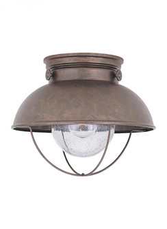 Sebring transitional 1-light LED outdoor exterior ceiling flush mount in weathered copper finish wit (38|8869EN3-44)