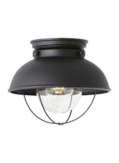 Sebring transitional 1-light LED outdoor exterior ceiling flush mount in black finish with clear see (38|8869EN3-12)