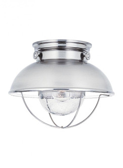 Sebring transitional 1-light LED outdoor exterior ceiling flush mount in brushed stainless silver fi (38|8869EN3-98)