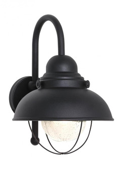 Sebring transitional 1-light LED outdoor exterior large wall lantern sconce in black finish with cle (38|8871EN3-12)