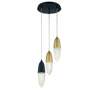 Ecrou 3 Light Chandelier in Mixed Black + Brass (4304|43858-046)