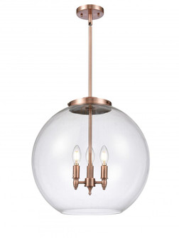Athens - 3 Light - 18 inch - Antique Copper - Stem hung - Pendant (3442|221-3S-AC-G122-18)