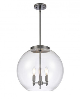 Athens - 3 Light - 16 inch - Matte Black - Cord hung - Pendant (3442|221-3S-BK-G122-16)