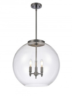 Athens - 3 Light - 18 inch - Matte Black - Stem hung - Pendant (3442|221-3S-BK-G122-18)