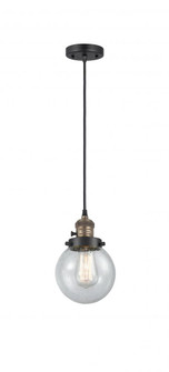 Beacon - 1 Light - 6 inch - Black Antique Brass - Cord hung - Mini Pendant (3442|201CSW-BAB-G204-6-LED)