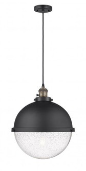 Hampden - 1 Light - 13 inch - Black Antique Brass - Cord hung - Pendant (3442|201CSW-BAB-HFS-124-BK-LED)