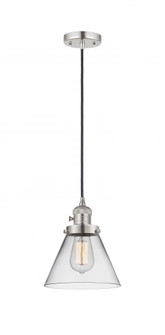 Cone - 1 Light - 8 inch - Polished Nickel - Cord hung - Mini Pendant (3442|201CSW-PN-G42-LED)