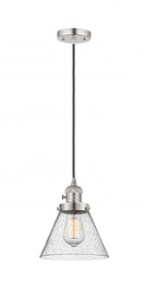 Cone - 1 Light - 8 inch - Polished Nickel - Cord hung - Mini Pendant (3442|201CSW-PN-G44-LED)
