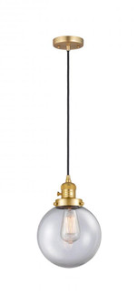 Beacon - 1 Light - 8 inch - Satin Gold - Cord hung - Mini Pendant (3442|201CSW-SG-G202-8-LED)