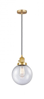 Beacon - 1 Light - 8 inch - Satin Gold - Cord hung - Mini Pendant (3442|201CSW-SG-G204-8-LED)