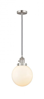 Beacon - 1 Light - 8 inch - Brushed Satin Nickel - Cord hung - Mini Pendant (3442|201CSW-SN-G201-8-LED)