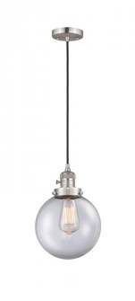 Beacon - 1 Light - 8 inch - Brushed Satin Nickel - Cord hung - Mini Pendant (3442|201CSW-SN-G202-8-LED)