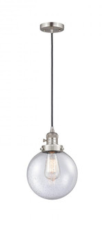 Beacon - 1 Light - 8 inch - Brushed Satin Nickel - Cord hung - Mini Pendant (3442|201CSW-SN-G204-8-LED)