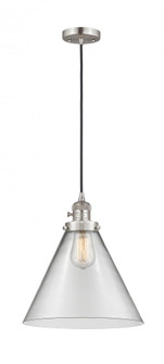 Cone - 1 Light - 12 inch - Brushed Satin Nickel - Cord hung - Mini Pendant (3442|201CSW-SN-G42-L-LED)
