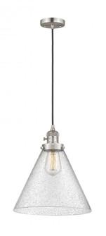 Cone - 1 Light - 12 inch - Brushed Satin Nickel - Cord hung - Mini Pendant (3442|201CSW-SN-G44-L-LED)