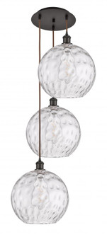 Athens Water Glass - 3 Light - 19 inch - Oil Rubbed Bronze - Cord hung - Multi Pendant (3442|113B-3P-OB-G1215-12)