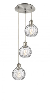 Athens Water Glass - 3 Light - 13 inch - Brushed Satin Nickel - Cord hung - Multi Pendant (3442|113B-3P-SN-G1215-6)