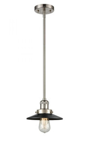 Railroad - 1 Light - 8 inch - Brushed Satin Nickel - Stem Hung - Mini Pendant (3442|201S-SN-M6-BK)