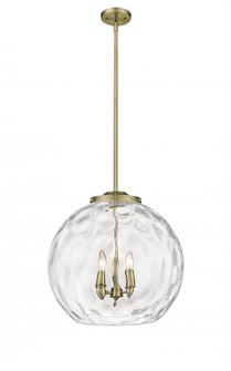 Athens Water Glass - 3 Light - 18 inch - Antique Brass - Stem hung - Pendant (3442|221-3S-AB-G1215-18)