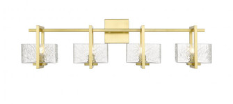 Striate - 4 Light - 33 inch - Satin Gold - Bath Vanity Light (3442|312-4W-SG-CL-LED)