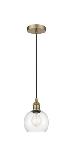 Athens - 1 Light - 6 inch - Antique Brass - Cord hung - Mini Pendant (3442|616-1P-AB-G122-6)