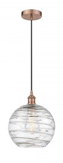 Athens Deco Swirl - 1 Light - 10 inch - Antique Copper - Cord hung - Mini Pendant (3442|616-1P-AC-G1213-10)