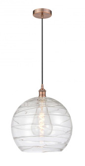 Athens Deco Swirl - 1 Light - 14 inch - Antique Copper - Cord hung - Pendant (3442|616-1P-AC-G1213-14)