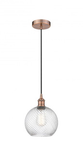 Athens Twisted Swirl 1 Light 8 inch Mini Pendant (3442|616-1P-AC-G1214-8-LED)