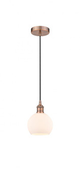 Athens - 1 Light - 6 inch - Antique Copper - Cord hung - Mini Pendant (3442|616-1P-AC-G121-6-LED)