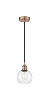 Athens - 1 Light - 6 inch - Antique Copper - Cord hung - Mini Pendant (3442|616-1P-AC-G122-6-LED)