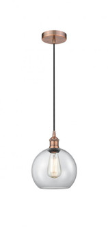 Athens - 1 Light - 8 inch - Antique Copper - Cord hung - Mini Pendant (3442|616-1P-AC-G122-8)