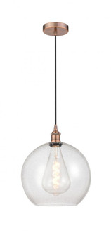 Athens - 1 Light - 12 inch - Antique Copper - Cord hung - Mini Pendant (3442|616-1P-AC-G124-12-LED)
