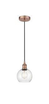 Athens - 1 Light - 6 inch - Antique Copper - Cord hung - Mini Pendant (3442|616-1P-AC-G124-6)
