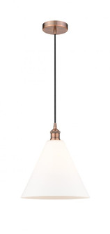 Berkshire - 1 Light - 12 inch - Antique Copper - Cord hung - Mini Pendant (3442|616-1P-AC-GBC-121-LED)