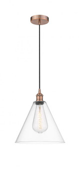 Berkshire - 1 Light - 12 inch - Antique Copper - Cord hung - Mini Pendant (3442|616-1P-AC-GBC-122-LED)
