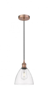 Bristol - 1 Light - 8 inch - Antique Copper - Cord hung - Mini Pendant (3442|616-1P-AC-GBD-752-LED)